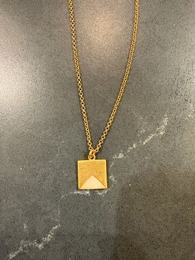 Madewell Gold Square Pendant Necklace with Triangle Accent